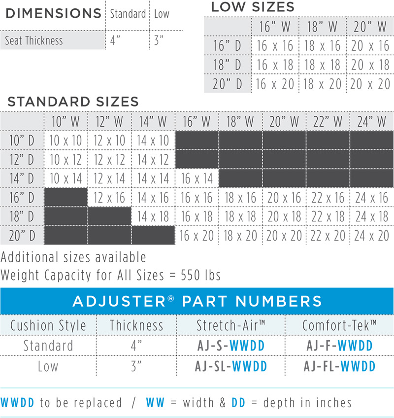 Adjuster Dimensions